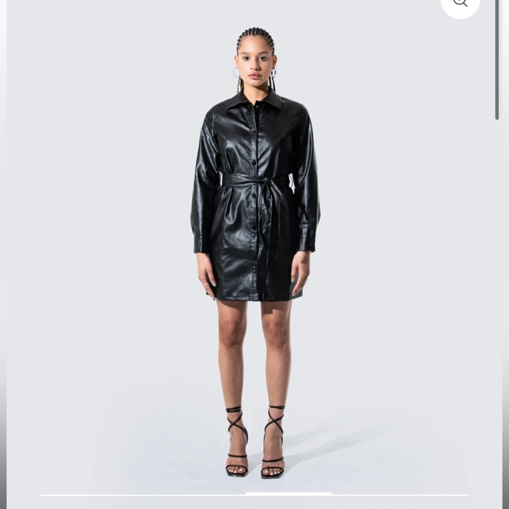 Finesse Black Leather Jacket Dress